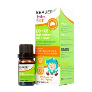 Brauer Baby Kids D3+K2 High Potency MK-7 Drops 10ml