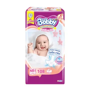 Miếng lót Bobby size Newborn 1 (dưới 5kg) 108 miếng