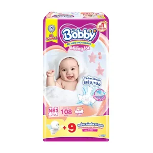 Miếng lót Bobby size Newborn 1 (dưới 5kg) 108 miếng