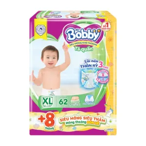 Tã quần Bobby size XL (12-17kg) 62 + 8 miếng