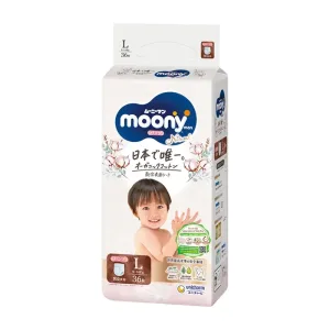 Tã quần Moony Natural size L (9 - 14 kg) 36 miếng